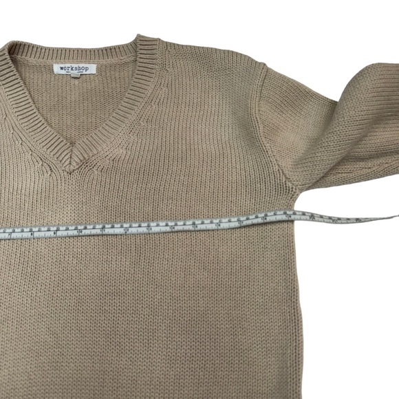 Workshop Republic Beige v-Neck Cotton Boxy Fit Sweater Size S - Picture 8 of 9